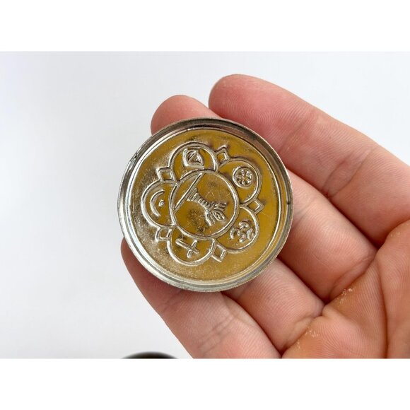 Unity White Enamel Vintage Round Silver Toned Catchall Container | Jewelry Box - Picture 9 of 10